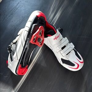Kescoo Cycling Shoes - White and Red - WOMENS 10